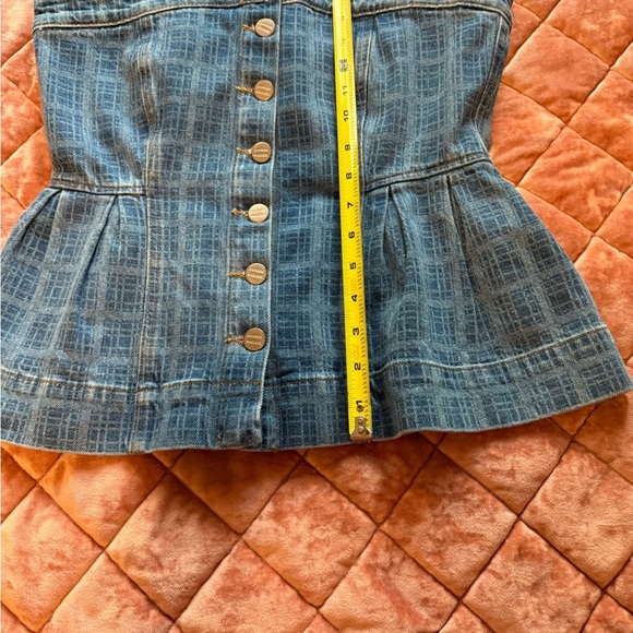 Damsom Madder EloiseBlue Strapless peplum Denim Top NWT Size 6 - Picture 5 of 9